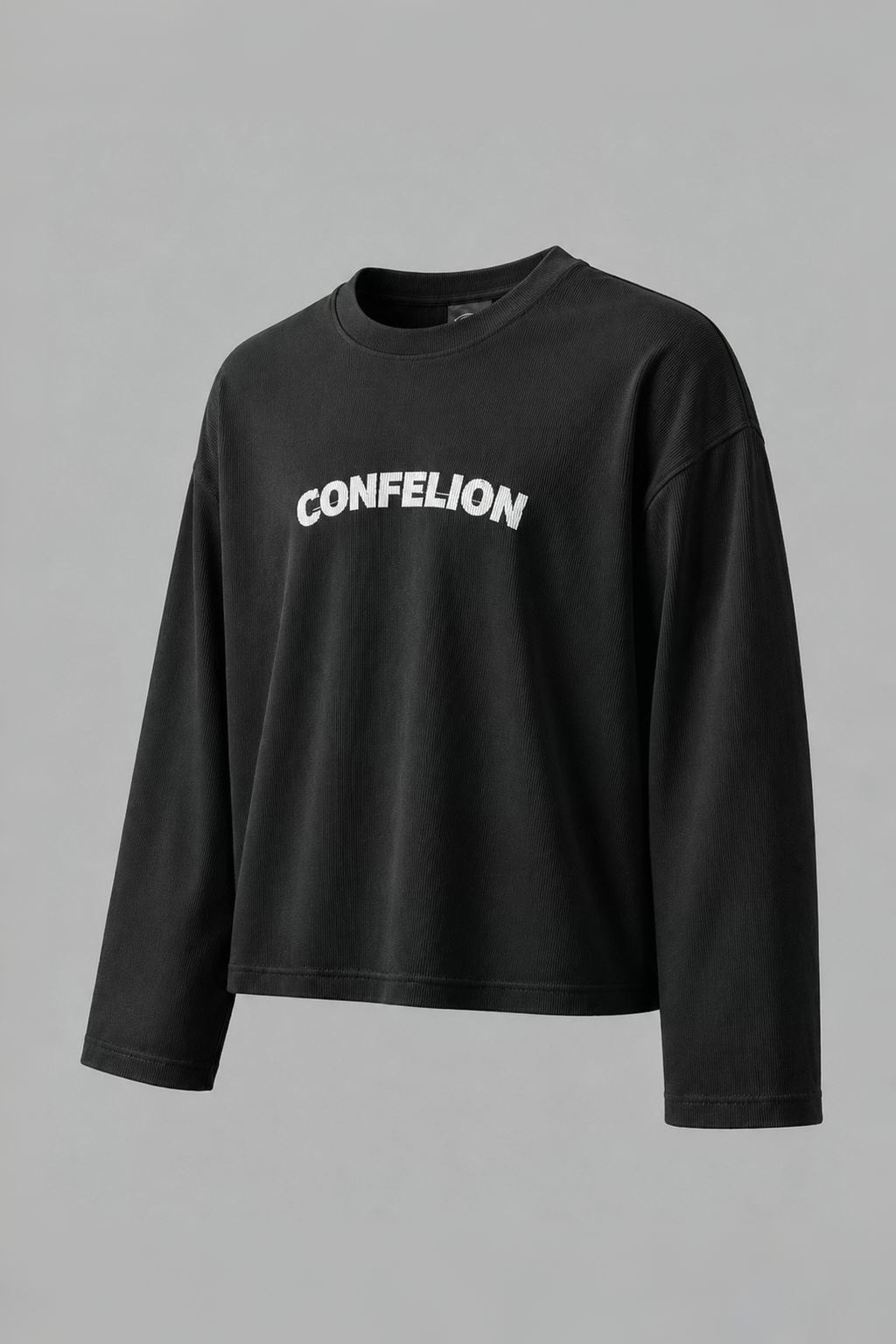 BLACK WAFFLE KNIT T-SHIRT