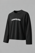 BLACK WAFFLE KNIT T-SHIRT
