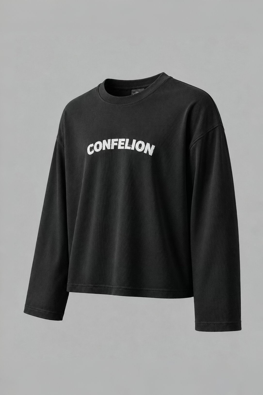 BLACK WAFFLE KNIT T-SHIRT