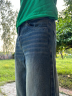 NAVY FADE BAGGY JEANS