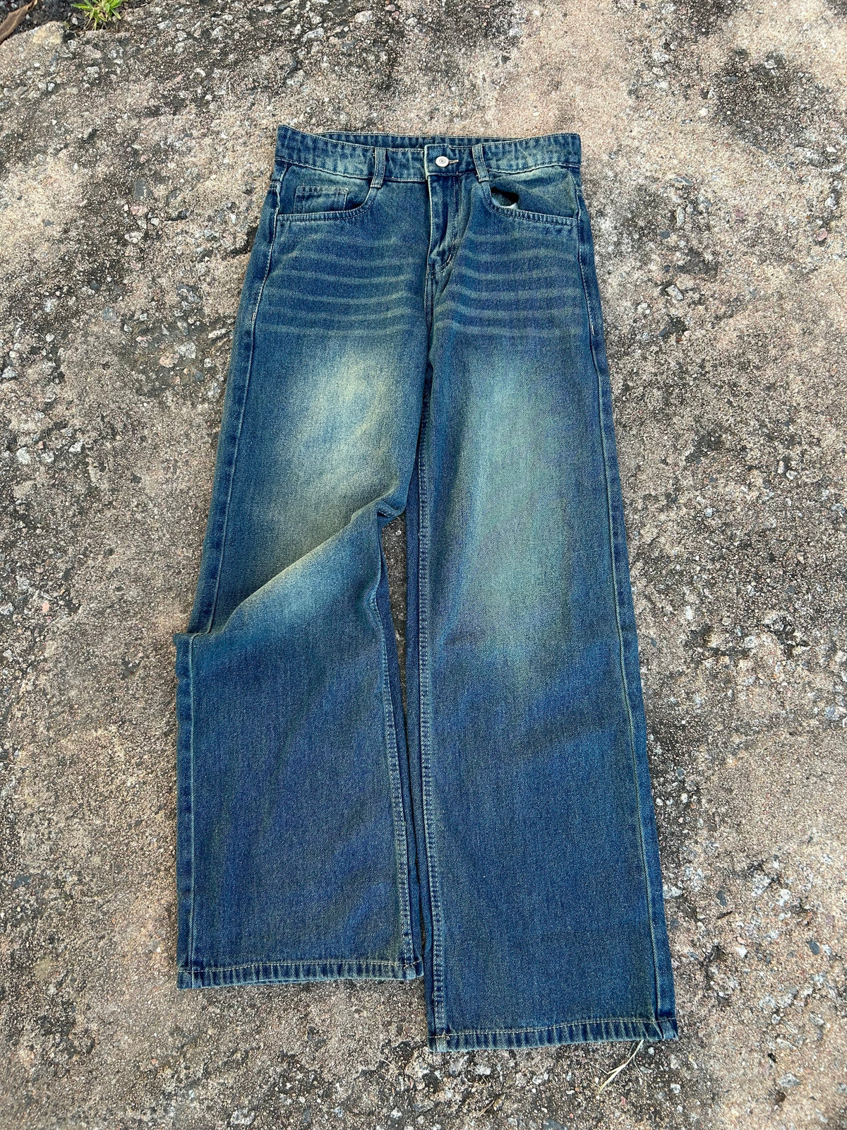 NAVY FADE BAGGY JEANS