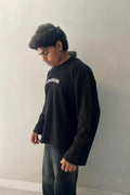 BLACK WAFFLE KNIT T-SHIRT