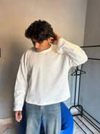 WHITE WAFFLE KNIT