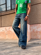 NAVY FADE BAGGY JEANS