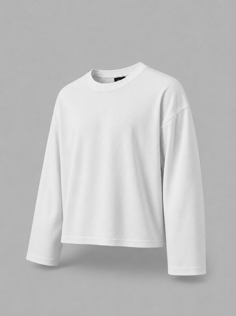 WHITE WAFFLE KNIT
